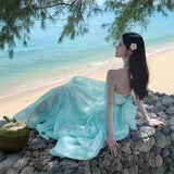 Mintman Boer Seaside Resort Atmosphere Beach Dress Design Hanging Neck Dress Fairy Temperament Swing Skirt