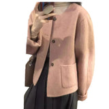 Pink Short This Coat Woman 2025 Autumn And Winter New Korean Small Man Temperament Small Fragrant Wind Hair Coat Tide