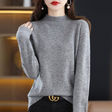 Wool Blending 2026 Autumn And Winter New Women's First-Line Ready-Up Seamless Half-High Collar Soft-Knitted Bottom Sweater
