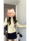 Temperament Small Fragrant Wind To Collect Short Hair Coat Women 2025 Autumn And Winter New Round Neck Long Sleeve Top