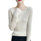 A Line Of Ready-On-Coat Wool Blended 2026 Autumn And Winter New Women's Short Loose Round Collar Solid Color With The Bottom Knitting Shirt