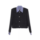 Korean Fake Two Splicing Collared Small Fragrant Coat Women's Autumn New Loose Leisure Short Jacket Top Tide