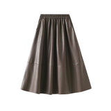 Simulation Leather Retro Style Skirt Long Half Skirt Female High-Waist A Skirt Temperament Umbrella Skirt 1839
