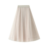Luxury Fairy Atmosphere Swing Net Yarn Half-Dress Woman 2025 Spring Thin And Flowing Medium Long Folded Dress D9802