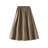 Simulation Leather Retro Style Skirt Long Half Skirt Female High-Waist A Skirt Temperament Umbrella Skirt 1839