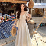 Tea Break French Gentle Hollow Slimming Slimming Small Beautiful Short-Sleeved Dress Women's Summer 2026 New