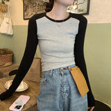 The New Long-Sleeved T-Shirt Girl Spring And Autumn Thin-Skinning Shoulder Slimming Round-Necked Inside The Bottom Shirt Wear