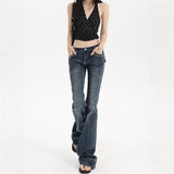 Yi Mengling With A Low-Rise Micro-Tipped Jeans Women Autumn New Retro Hottie Slimming Flared Trousers