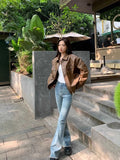 2026 Super Fire Coat Leather Women Brown Spring And Autumn Leather Jacket Black Spring High-End Feel Coat Tide