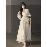 Gentle Wind White Moon Dress Fairy Super Fairy High-Sensing French Temperament Spring And Summer Pure White Long-Sleeved Skirt