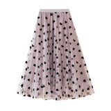 2025 Spring New French Retro High-Waist Love Ponn Net Velvet Half-Body Skirt 1200