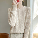 Wool Blended 2026 Autumn And Winter New Women's Round Collar Collar Hooded Small Knitted Open-Flowered Knitted Jersey Coat