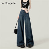 High-Rise Wide-Legged Jeans Women's Summer Trend New Thin Small Lazy Loose Dark Blue Straight Pants