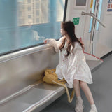 Sweet Doll Dress Cute Design Loose Spring New Age-Down Print Long Sleeves Thin Skirt Dress Dress Dress Woman