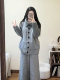 Three-Piece Korean Style Temperament Fashion Sense Letter Embroidered Vest Cotton Suit + Turtleneck Sweater + Knitted Trousers