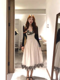 Pure-Want-Style Lace Lace Lace Waist Thin Sling Dress With Knitted Cardigan Summer New Two-Piece Set Of Women