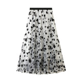 Tuffen Mesh Yarn Half-Dress Girl Summer 2025 Long-Term Thin-Skinny Yarn Skirt Super Fairy Fairy 100-Fold Skirt 8673