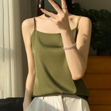 Silk Satin 2026 Spring And Summer Women's New Dress In A Short Collar With A Single Shoulder Sling Slings Small Vest