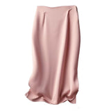 Silk Satin 2026 Spring And Summer Women's New Satin A Skirt Simple Tight Waist-Buffed Fishtail Skirt Half-Body Skirt