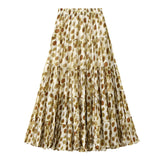 Elegant Flowing Pocket Oil Painting Wind Color Dot High Waist A Word Showing Thin Multi-Level Folded Half-Body Dress 9908