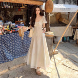 Tea Break French Gentle Hollow Slimming Slimming Small Beautiful Short-Sleeved Dress Women's Summer 2026 New