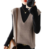 Wool Blending 2026 Autumn And Winter New Women's Loose V-Neck Short Solid Color Jacket Knitted Shoulder Vest