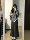 Two-Piece / Suit Korean Retro Small Man With Irregular Cloak Knitted Sweater + Fishtail Half-Body Dress