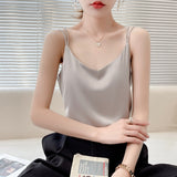 Silk Satin 2026 Spring And Summer Women's New Body Repair V Collar Short Niche Design With A Beauty Back Sling Vest