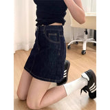 Dark Blue Cowboy Half-Dress Woman 2025 New Summer High-Waisted Short Skirt Pear-Shaped Body A Skirt
