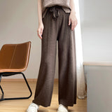 Wool Blended 2026 Autumn And Winter New Women's Wide-Legged Trousers High-Waist Loose Loose Thin Tight Waist Wearing Knit Trousers