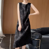 Silk Satin 2026 Summer New Women's V-Neck Long Dress In The Long Knee Heavy Industry Cut Sleeveless Dress