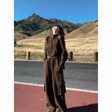 2026 Autumn New And A And A And A Small Fragrant Brown Top Broad Leg Pants Two Sets Of Women