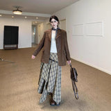 Autumn And Winter Three-Piece Suit Suit Jacket Girl Small Man Top + Tuxedo Lattice Skirt + Set Long-Sleeved T-Shirt