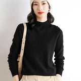 Wool Blended 2026 Autumn And Winter New Lady Loose Half-High-Neck Solid Color Short Jacket Sweater