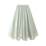 Irregular A Word Half-Dress Woman 2025 New Medium Long Gentle Fairy Yarn Skirt Wave Hem 2139