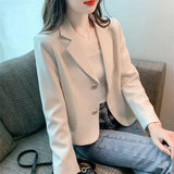 Small Short Casual Blazer Women's Spring And Autumn High-Grade French Temperament Slim Long Sleeve Suit Top