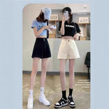 Black Denim Shorts Women 2025 New Summer Thin High-Rise Shade Small Shown Thin-Narrow Wide-Legged Hot Pants