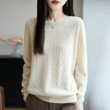 A Line Of Ready-Hearing Wool Blended 2026 Autumn And Winter Women's New Loose Neck Twisted Collars In The Head Of The Bottom Knitting Shirt