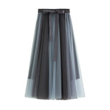Pining Yarn Skirt Half Skirt New Medium-Length A-Character Mesh Dress Dress Fairy Dress 8576