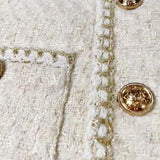 Spring And Autumn 2025 New Korean Version Of The White French Short Style Small Fragrant Temperament Coarse Flowers Coat Woman