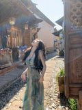Linxia 2025 Spring And Summer New Design Feel Holiday Style Print Bohemian Fairy Dress