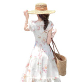 French Gentle Roses Crumbs Waist Dress Women's Unique Beautiful Temperament Lotus Leaf Side Fairy Beautiful Dress