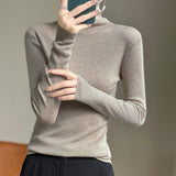 Fine-Woven Wool 2026 Autumn And Winter Women's New Short Korean Version Pile High-Necked Solid Color Knitted Shirt