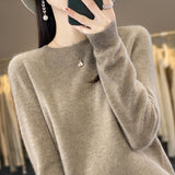 Support Quality Inspection Seamless 100% Pure Wool 2026 Line Ready-On-Line Autumn And Winter New Round Collar Knitted Bottom Sweater