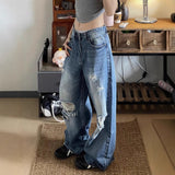 Street Hole-Breaking Retro Jeans Niche Straight-Tipped Beggars Pile Design Trendy Brand Thin Trousers