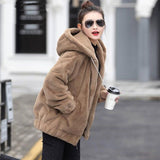 Large-Size Lamb Wool Coat Women 2026 New Autumn And Winter Lamb Velvet With Velvet Warm Jacket Short Hood Loose