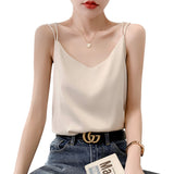 Silk Satin 2026 Spring And Summer Women's New Body Repair V Collar Short Niche Design With A Beauty Back Sling Vest