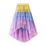 Irregular Cake Skirt High-Rise Mesh Skirt Unkempt Dress 2025 New Ladies Dress Fairy Skirt 1379