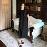Bubble Sleeve Dress Women's Summer 2026 New Small Small Eleaning French Design Long Dress
