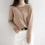 Wool Blended 2026 Autumn And Winter Women's New Pure Color Buckle Loose Collar Short Knitted Sweater Outside